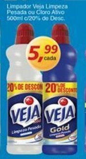 Supermercados Guanabara Limpador Veja Limpeza Pesada ou Cloro Ativo 500ml c/20% de Desc. oferta