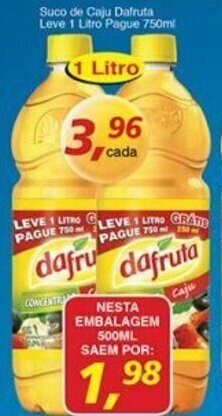 Supermercados Guanabara Suco de Caju Dafruta leve 1L pague 750ml oferta