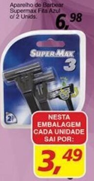 Supermercados Guanabara Aparelho de Barbear Supermax Fita Azul c/2 unid. oferta