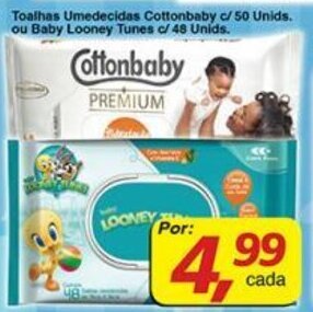 Supermercados Guanabara Toalhas Umedecidas Cottonbaby c/50 unids. ou Baby Looney Tunes c/48 unids. oferta