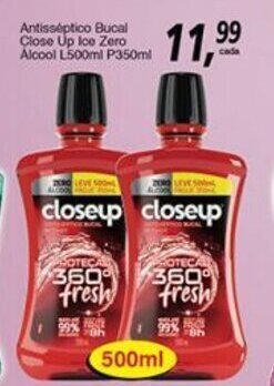 Antisseptico Bucal Close Up Ice Zero Alcool L500ml P350ml