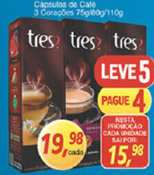 Supermercados Guanabara Capsulas de Cafe 3 Coracoe 75g/80g/110g oferta