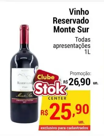Stok Center Vinho Reservado Monte Sur 1L oferta