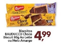 Supermercados Nori Biscoitos Bauducco Choco Biscuit 80g ao leite ou Meio amargo oferta