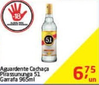 Tenda Atacado Aguardente Cachaca Pirassununga 51 Garrafa 965ml oferta