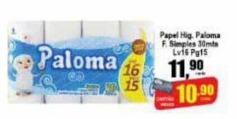 Higa's Supermercado Papel Hig. Paloma F. Simples 30mts Lv 16 Pg 15 oferta