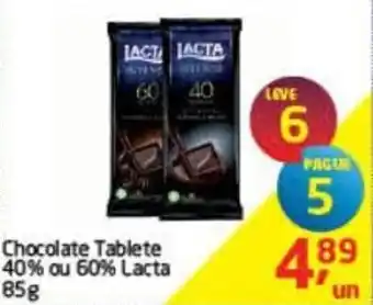 Tenda Atacado Chocolate Tablete 40% ou 60% Lacta 85g oferta