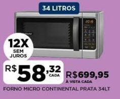 Forno microondas continental prata 34lt