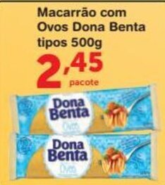Roldão Macarrao com Ovos Dona Benta 500g oferta