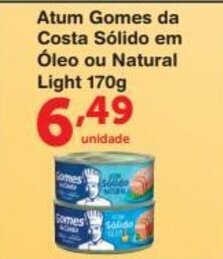 Roldão Atum Gomes da Costa Solido em Oleo ou Natural Light 170g oferta