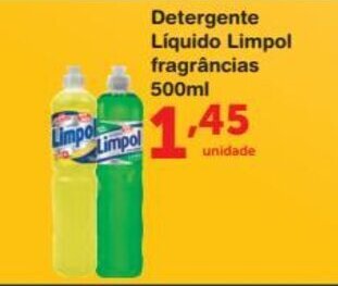 Roldão Detergente Liquido Limpol Fragrancias 500ml oferta