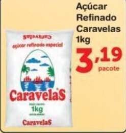 Roldão Acucar Refinado Caravelas 1kg oferta