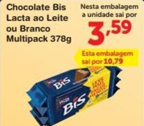 Roldão Chocolate Bis Lacta ao Leite ou Branco Multipack 378g oferta