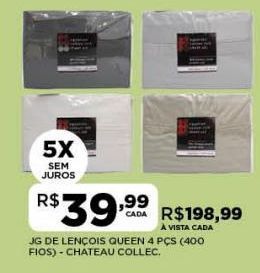 DB Supermercados Jogo de lençois queen 4 pçs oferta