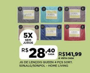 DB Supermercados Jogo de lençois queen 4 pçs oferta