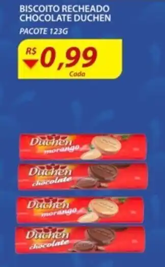 Assaí Atacadista Biscoito Recheado Chocolate duchen 123g oferta
