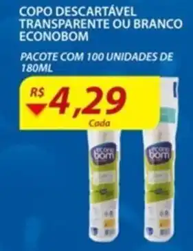 Assaí Atacadista Copo Descartavel Transparente ou Branco Econobom oferta