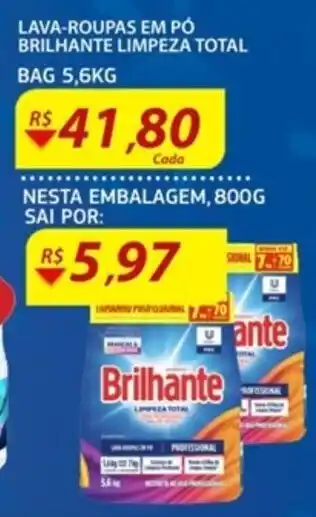 Assaí Atacadista Lava roupas em po Brilhante Limpeza Total 5.6kg oferta