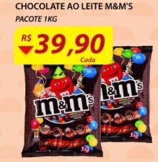 Assaí Atacadista Chocolate Ao leite M&M's 1kg oferta