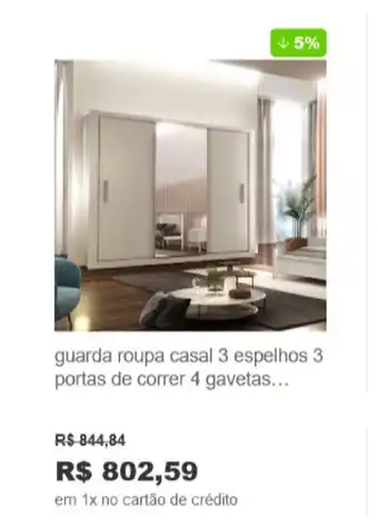 Lojas Americanas Guarda Roupas casal 3 espelhos 3 portas de corner 3 gavetas oferta