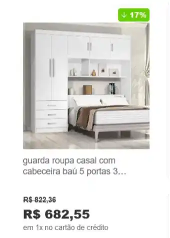 Guarda roupa casal com cabeceira bau 5 portas