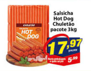 Vencedor Atacadista Salsicha Hot Dog Chuletao pacote 3kg oferta