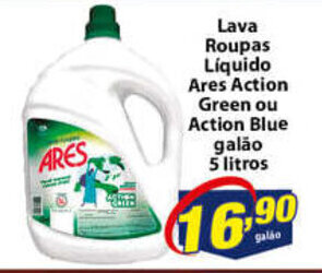 Vencedor Atacadista Lava roupas Liquido Ares Action Blue ou Green galao 5L oferta