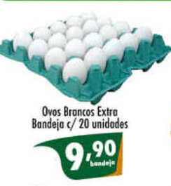 Ovos Brancos Extra Bandeja c/ 20 unidades