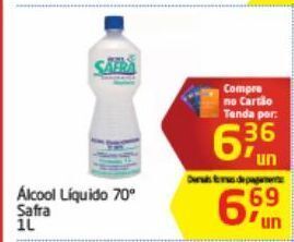 Álcool liquido 70º safra 1l