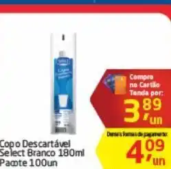 Tenda Atacado Copo descartável select branco 180ml x 100un oferta