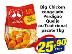 Big Chicken congelado Perdigao Queijo ou Tradicional pacote 1kg