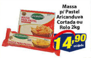 Vencedor Atacadista Massa p/ Pastel Aricanduva cortada ou rolo 2kg oferta
