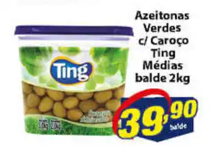 Vencedor Atacadista Azeitonas Verdes c/ Caroco Ting Medias balde 2kg oferta