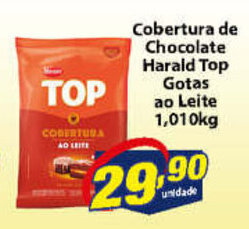 Vencedor Atacadista Cobertura de Chocolate Harald Top gotas ao Leite 1.01kg oferta