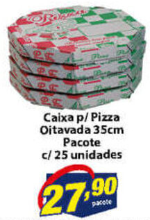 Vencedor Atacadista Caixa p/ Pizza Oitavada 35cm pacote c/25 unidades oferta