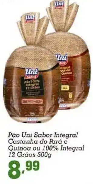 Confiança Supermercados Pão Uni Sabor Integral Castanha Do Pará E Quinoa Ou 100% Integral oferta