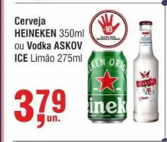 Higa Atacado Cerveja Heineken 350ml Ou Vodka Askov Ice 275ml oferta