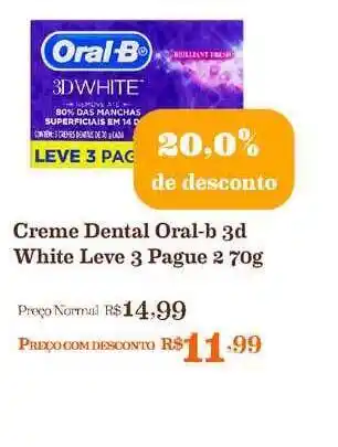 Creme Dental Oral B 3d White Leve 3 Pague 2 20% De Desconto