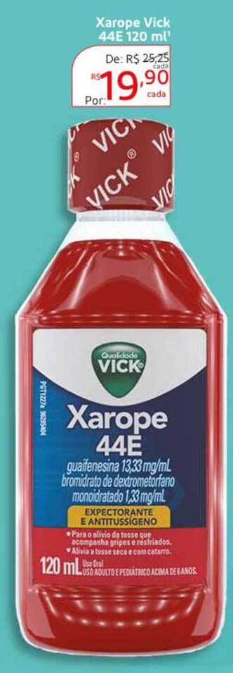 Vick 44E 120ml Xarope Expectorante Antitussígeno - 120ml - Vick 44E 120ml  Xarope Expectorante Antitussígeno - 120ml - VICK