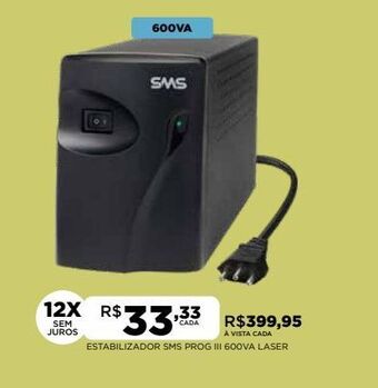 Estabilizador sms prog iii 600va laser