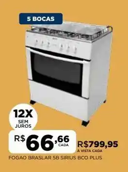 DB Supermercados Fogao braslar 5b sirius bco plus oferta