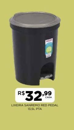DB Supermercados Lixeira sanremo red pedal 13,5l pta oferta