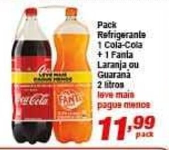 Ricoy Supermercados Pack Refrigerante 1 Coca-Cola + 1 Fanta laranja ou Guarana 2L oferta