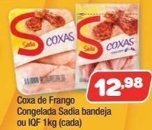 Costazul Supermercados Coxa de frango congelada sadia bandeja ou iqf 1kg oferta