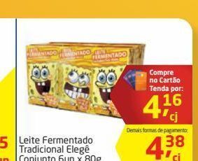 Tenda Atacado Leite fermentado tradicional elegê conjunto 6un x 80g oferta