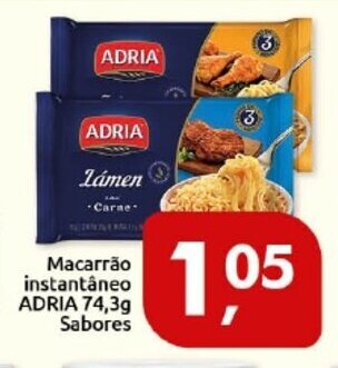 Supermercados Nori Macarrao Instantaneo Adria 74.3g sabores oferta