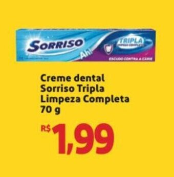 Extra Supermercado Creme dental Sorriso Tripla Limpeza Completa 70g oferta