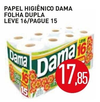 Calvo Atacadista Papel Higiénico Dama Folha Dupla Leve 16 pague 15 oferta