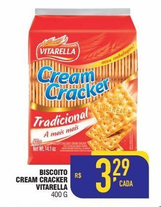 Mercantil Rodrigues Biscoito cream cracker vitarella 400g oferta