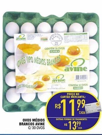 Mercantil Rodrigues Ovos médios brancos avine c /30 ovos oferta